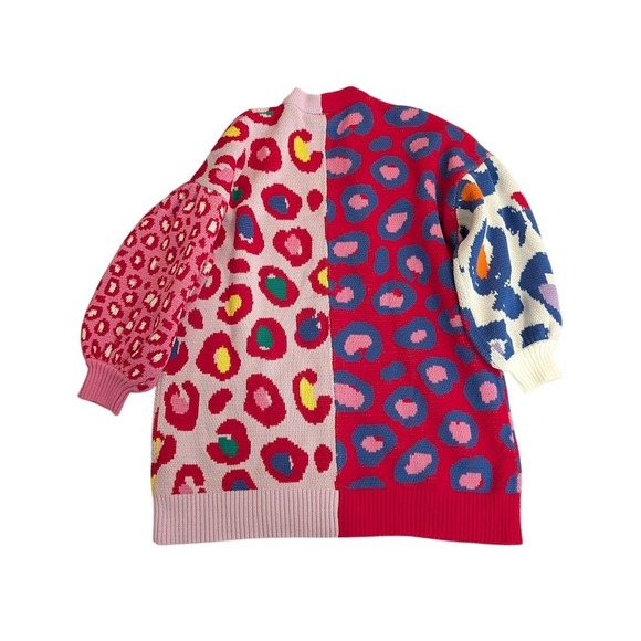 FARM Rio Leopard Pop Mid Length Cardigan XS 100% Cotton NEW Oversized Maximalism - Picture 4 of 9